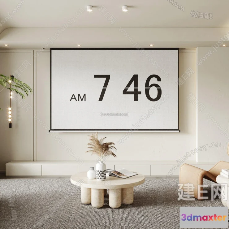 1582845 - Cream Style Interior 3D Blocks - Living Room 3D Model - 072 3D Max