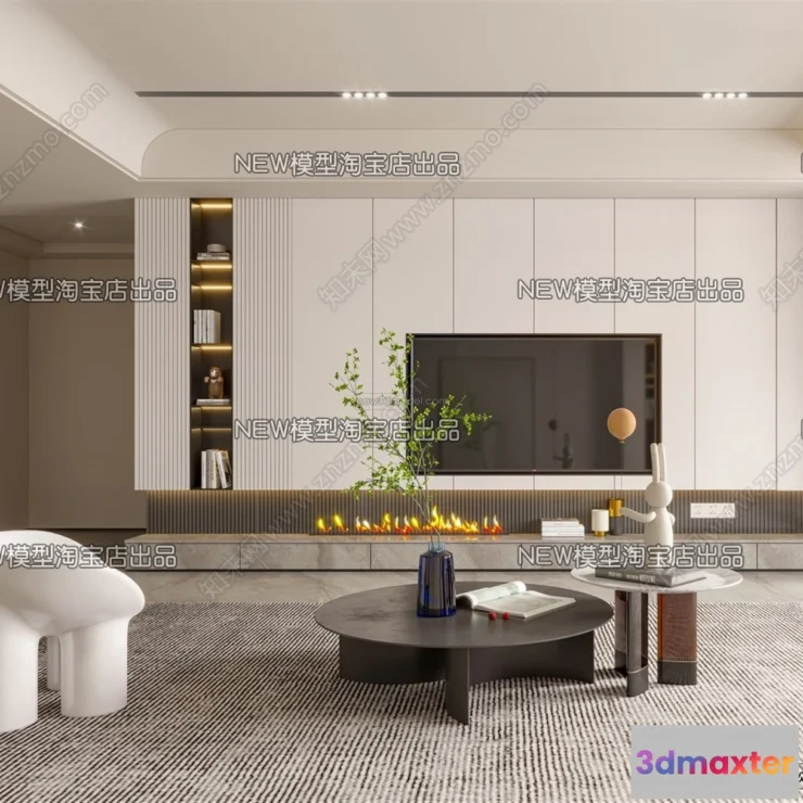 1582913 - Cream Style Interior 3D Blocks - Living Room 3D Model - 106 3D Max