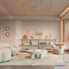 1582939 - Cream Style Interior 3D Blocks - Living Room 3D Model - 119 3D Max