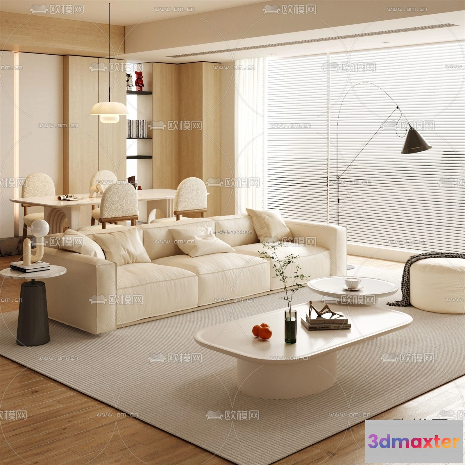1582963 - Cream Style Interior 3D Blocks - Living Room 3D Model - 131 3D Max