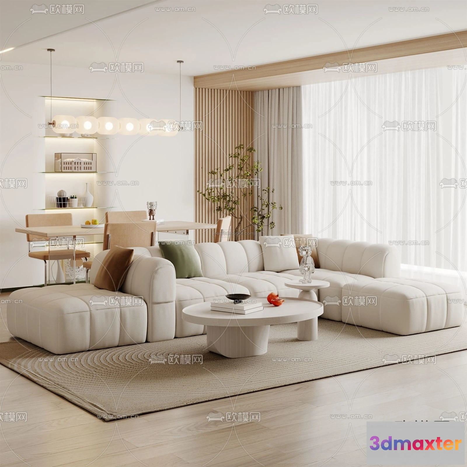 1582965 - Cream Style Interior 3D Blocks - Living Room 3D Model - 132 3D Max