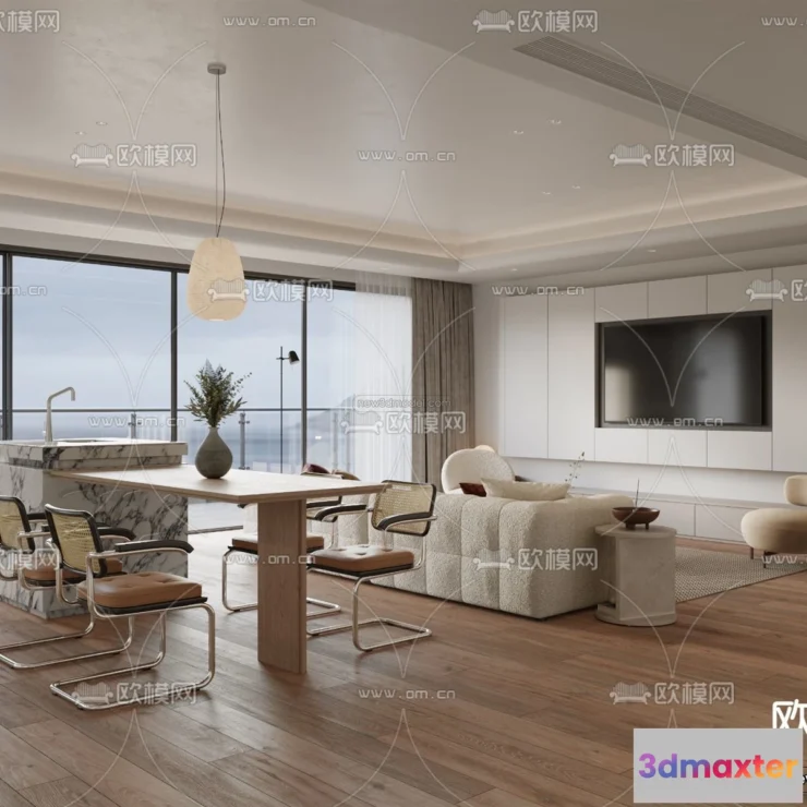 1583003 - Cream Style Interior 3D Blocks - Living Room 3D Model - 151 3D Max