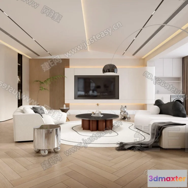 1583045 - Cream Style Interior 3D Blocks - Living Room 3D Model - 172 3D Max