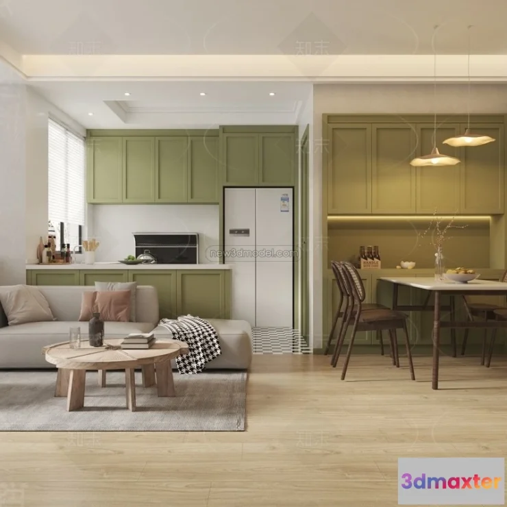 1583369 - Morandi Style Interior 3D Blocks - Living Room 3D Scene - 030 3D Max