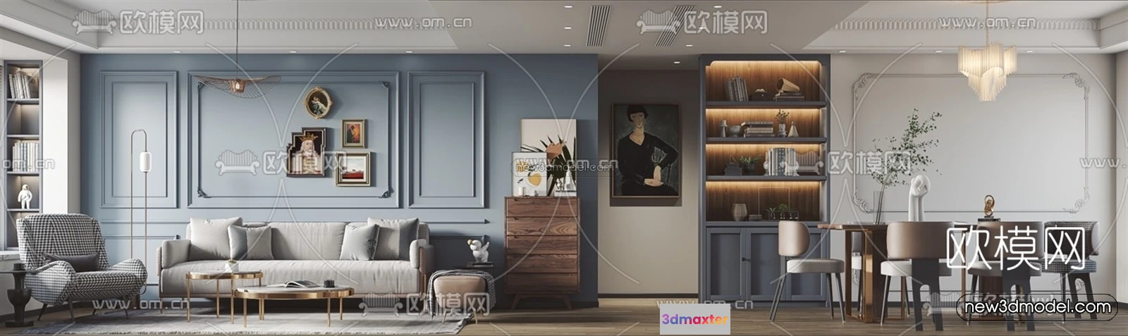 1583409 - Morandi Style Interior 3D Blocks - Living Room 3D Scene - 050 3D Max