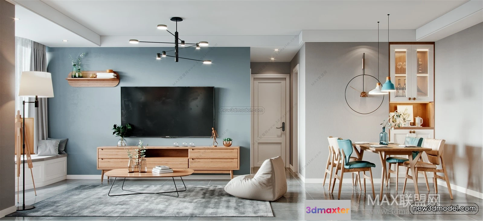 1583415 - Morandi Style Interior 3D Blocks - Living Room 3D Scene - 053 3D Max