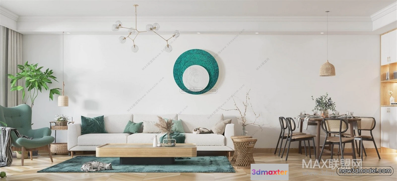 1583427 - Morandi Style Interior 3D Blocks - Living Room 3D Scene - 059 3D Max