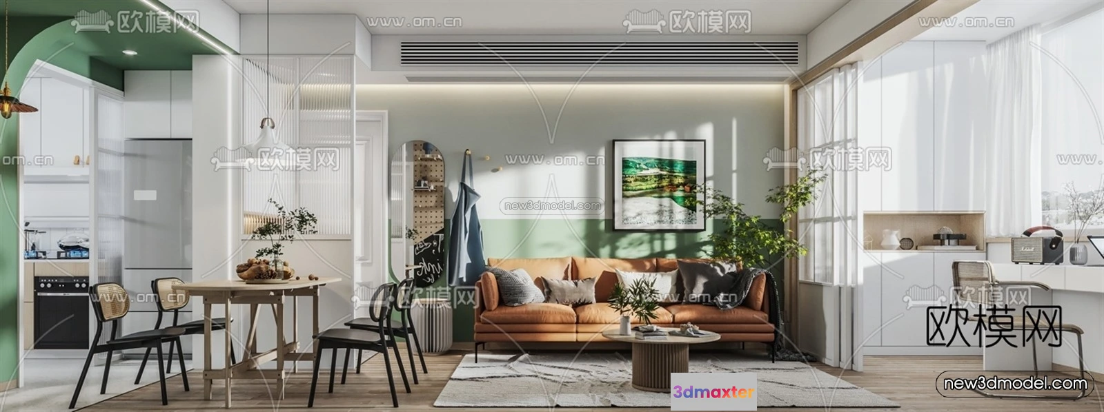 1583513 - Morandi Style Interior 3D Blocks - Living Room 3D Scene - 102 3D Max