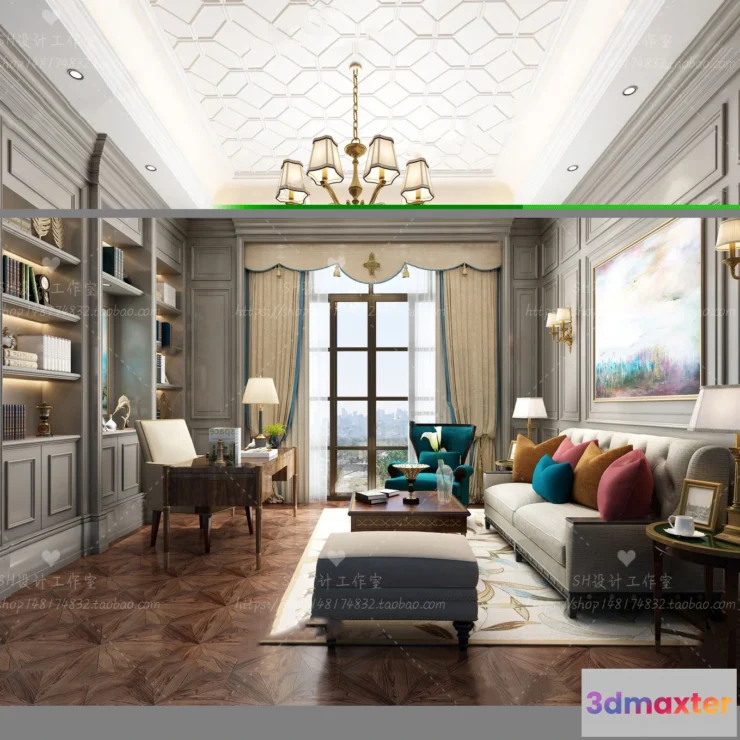 1119842 - STUDY ROOM 3D SCENES - VRAY RENDER - 10