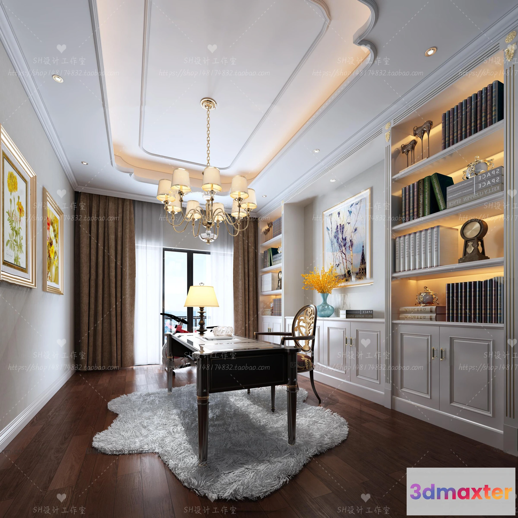 1119890 - STUDY ROOM 3D SCENES - VRAY RENDER - 33