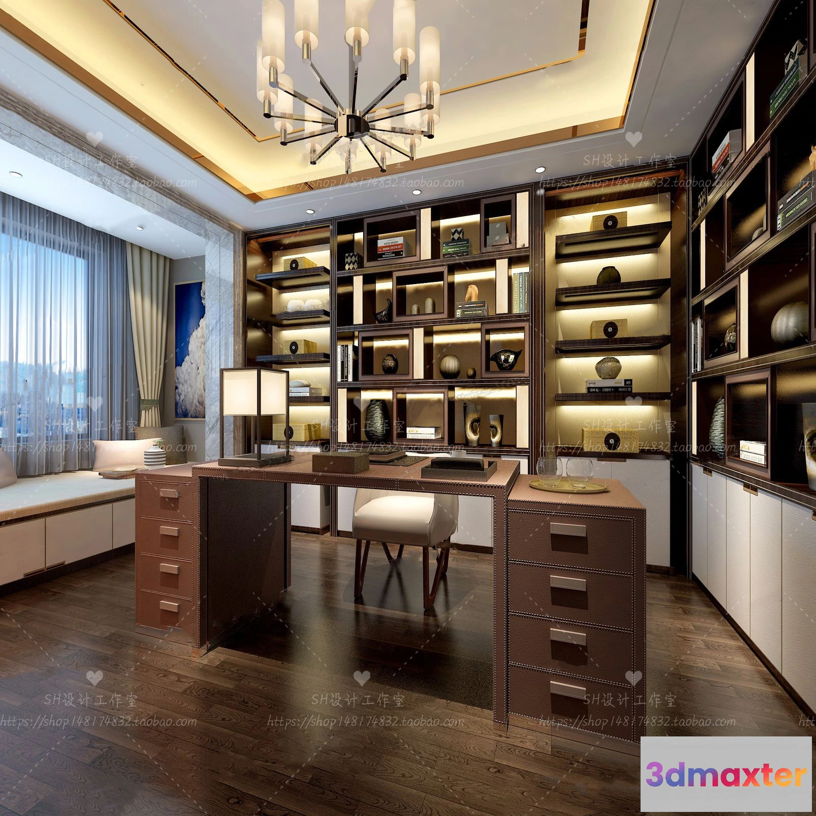 1120004 - STUDY ROOM 3D SCENES - VRAY RENDER - 90