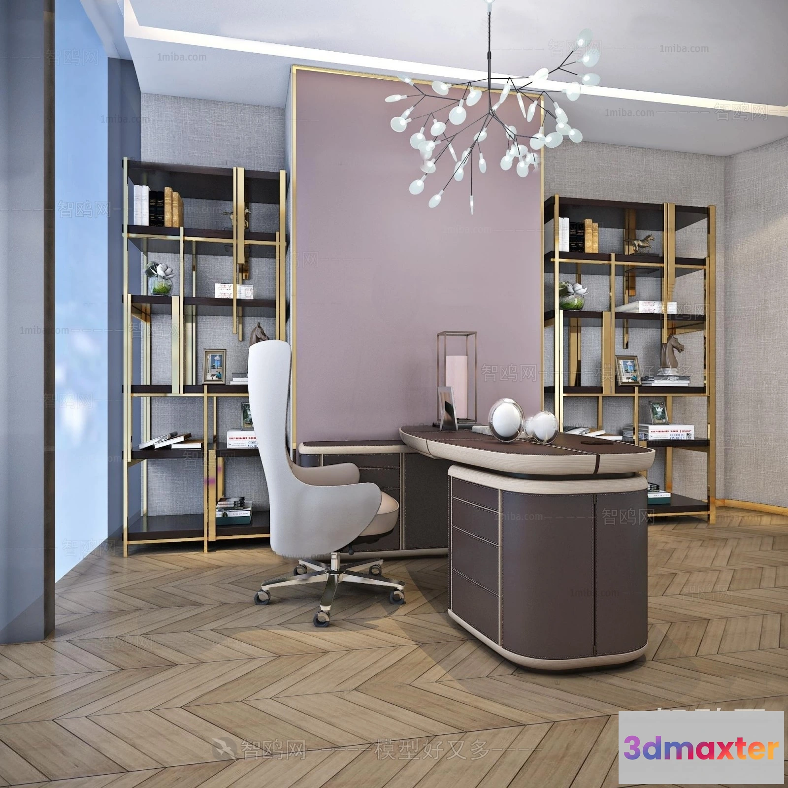 1359631 - Study and Work Space - 3D Interior Scene - Luxury Style - 021 3D Max