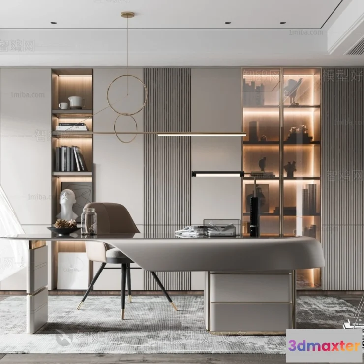 1359841 - Study and Work Space - Minimalist Style - 3D Interior Scene - 001 3D Max