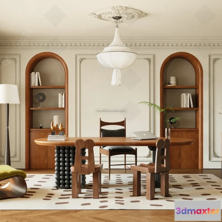 1360365 - Study And Work Space - 3D Interior Scene - French Style - 006 3D Max