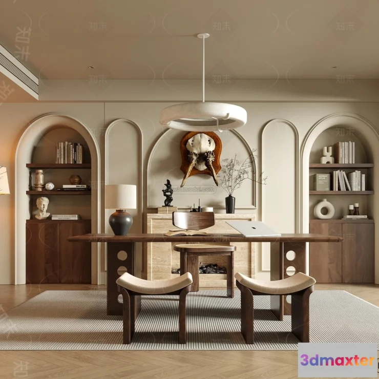 1360432 - Study And Work Space - 3D Interior Scene - French Style - 007 3D Max
