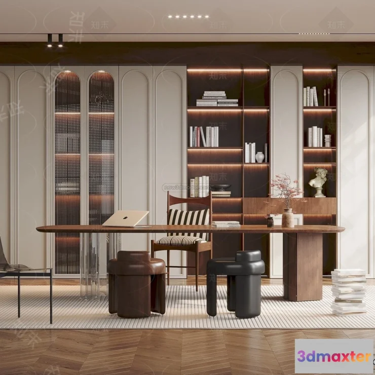 1360513 - Study And Work Space - 3D Interior Scene - French Style - 008 3D Max