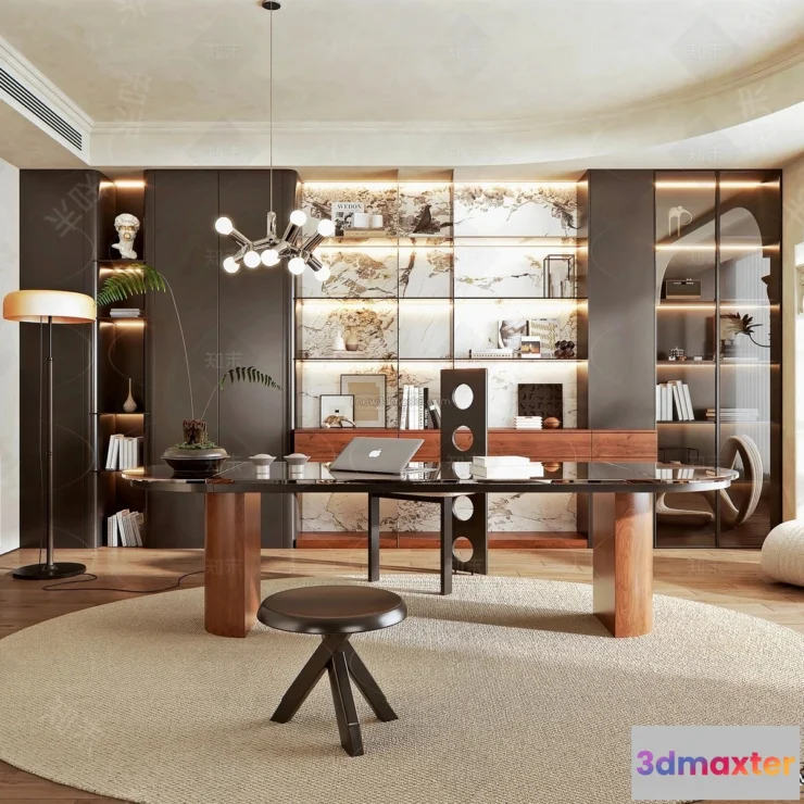 1360636 - Study And Work Space - 3D Interior Scene - French Style - 010 3D Max