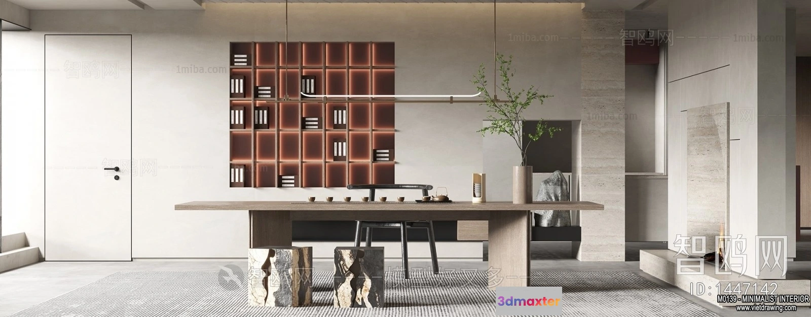 1361104 - Study and Work Space - Minimalist Style - 3D Interior Scene - 019 3D Max