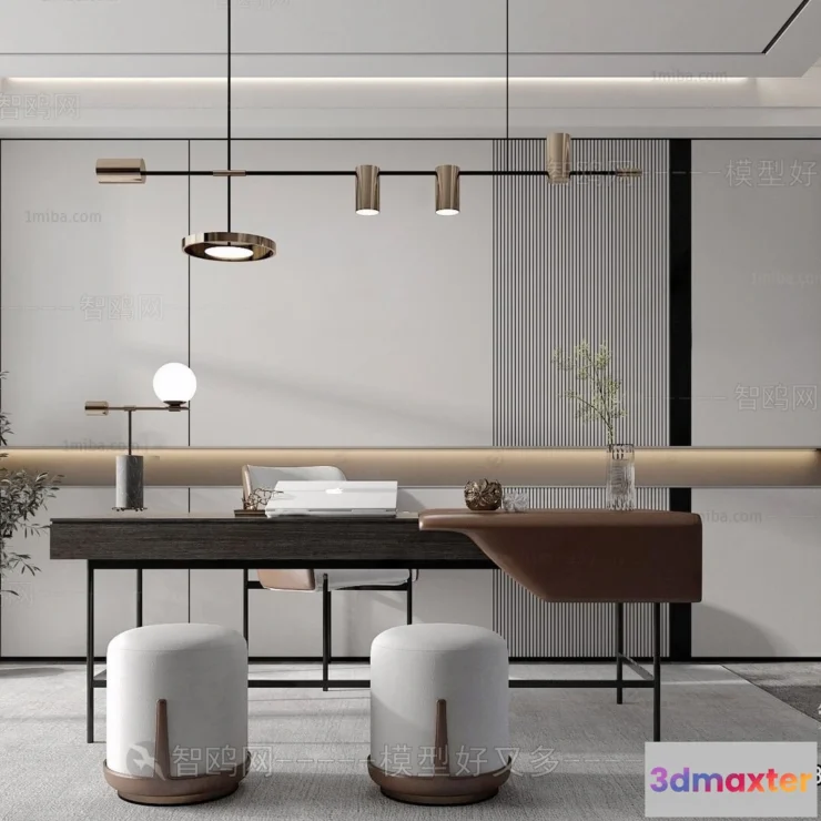 1361162 - Study and Work Space - Minimalist Style - 3D Interior Scene - 020 3D Max