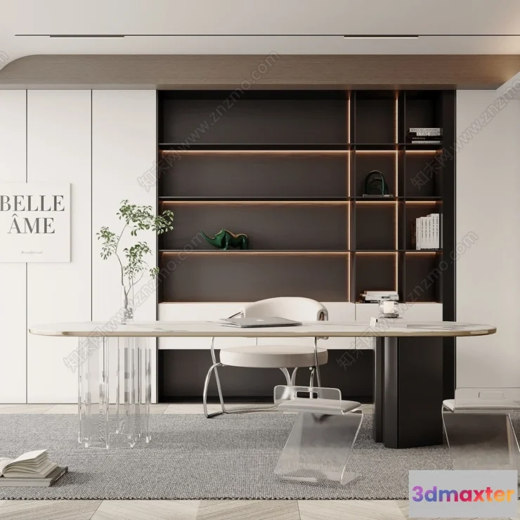 1361800 - Study and Work Space - 3D Models - 3D Interior Scene - 002 3D Max