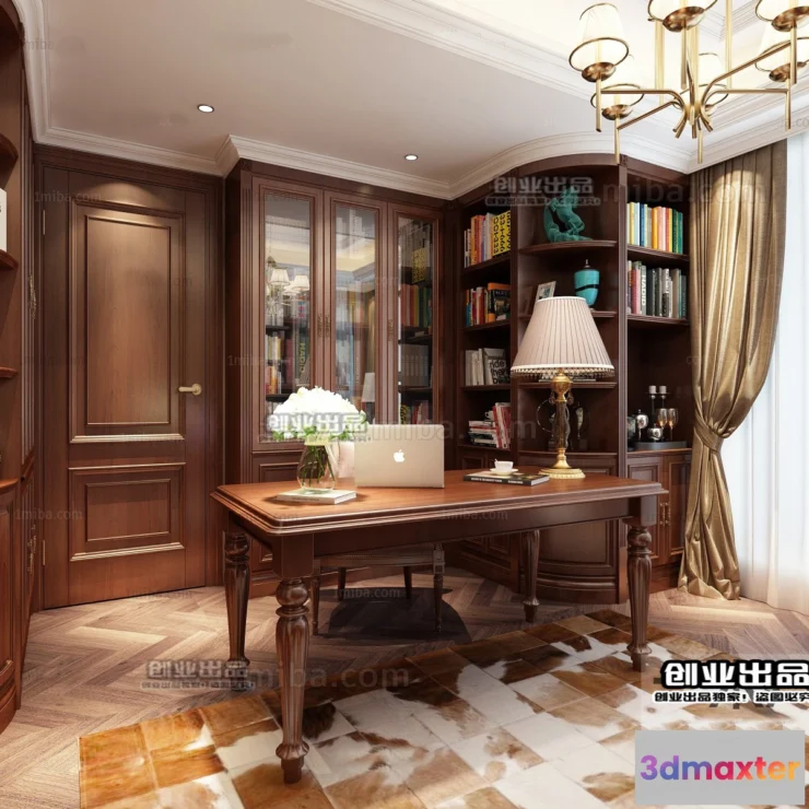1361895 - Study Space 3D Interior Scene - American Style - 015 3D Max