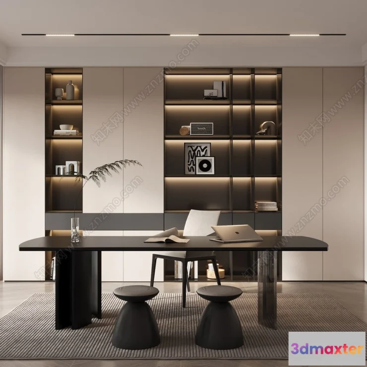 1362429 - Study and Work Space - 3D Models - 3D Interior Scene - 011 3D Max