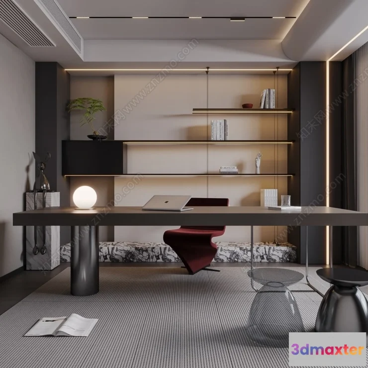 1363021 - Study and Work Space - 3D Models - 3D Interior Scene - 020 3D Max