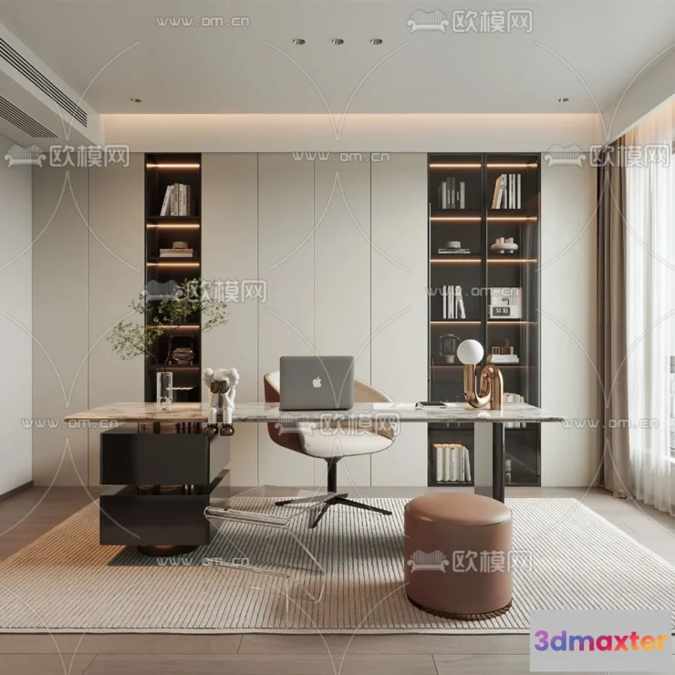 1363151 - Study and Work Space - 3D Models - 3D Interior Scene - 021 3D Max