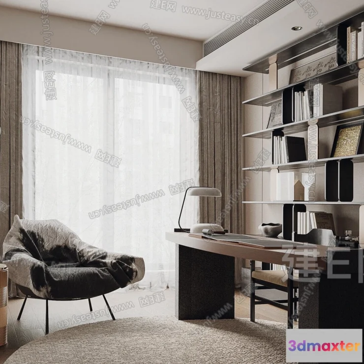 1363221 - Study and Work Space - 3D Models - 3D Interior Scene - 022 3D Max