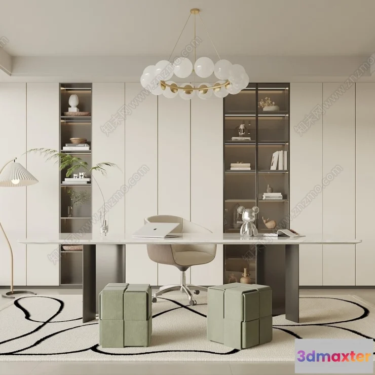 1363290 - Study and Work Space - 3D Models - 3D Interior Scene - 023 3D Max