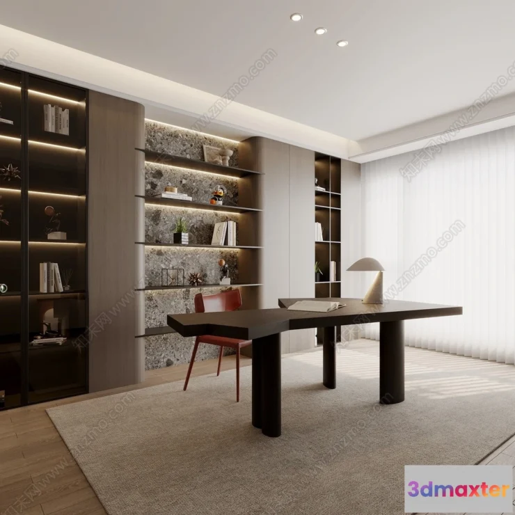 1363499 - Study and Work Space - 3D Models - 3D Interior Scene - 026 3D Max