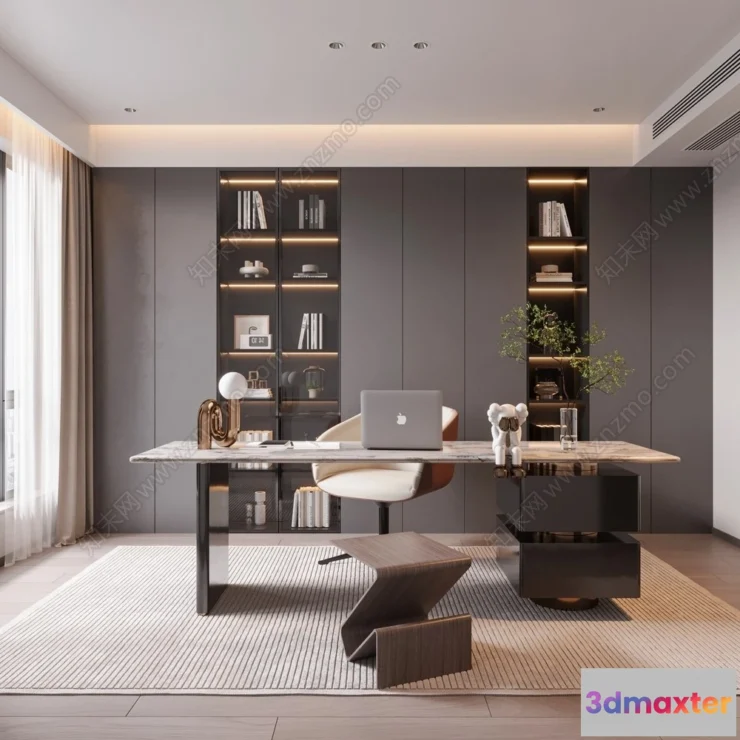 1364904 - Study and Work Space - 3D Models - 3D Interior Scene - 047 3D Max