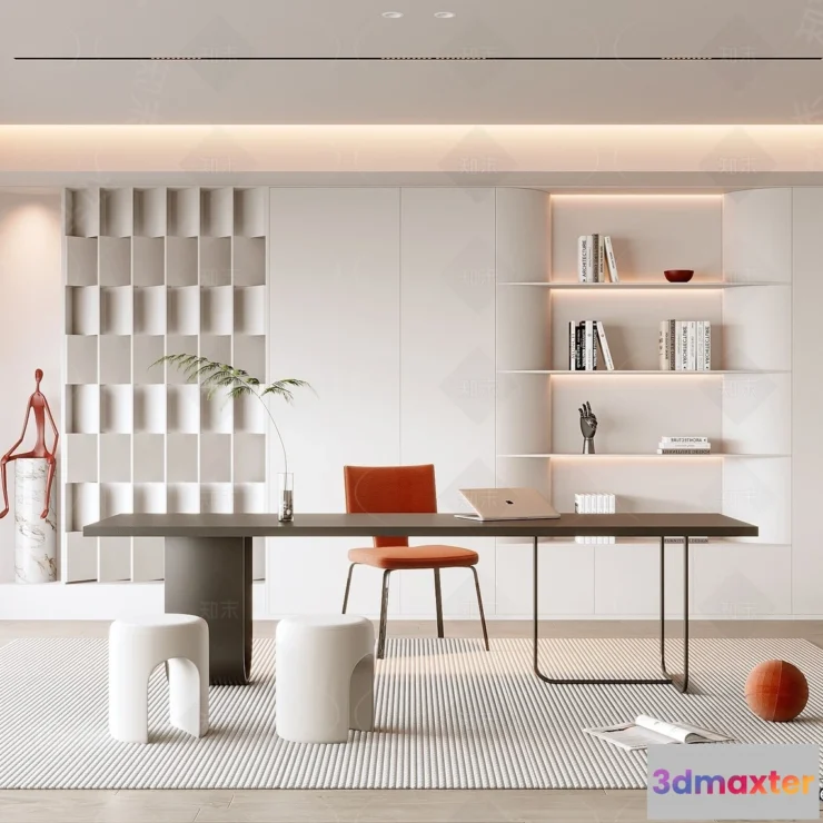 1365526 - Study and Work Space - 3D Models - 3D Interior Scene - 056 3D Max
