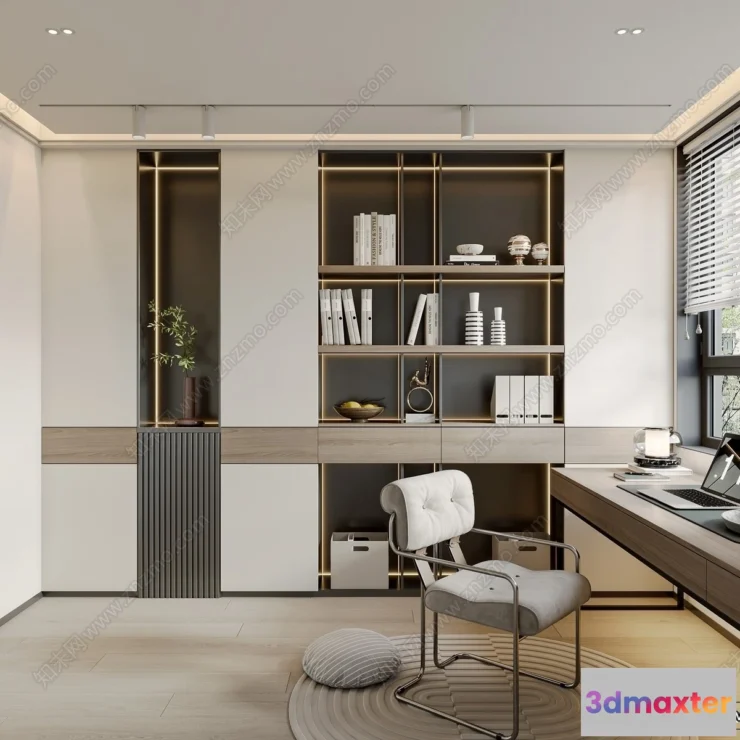 1366803 - Study and Work Space - 3D Models - 3D Interior Scene - 075 3D Max