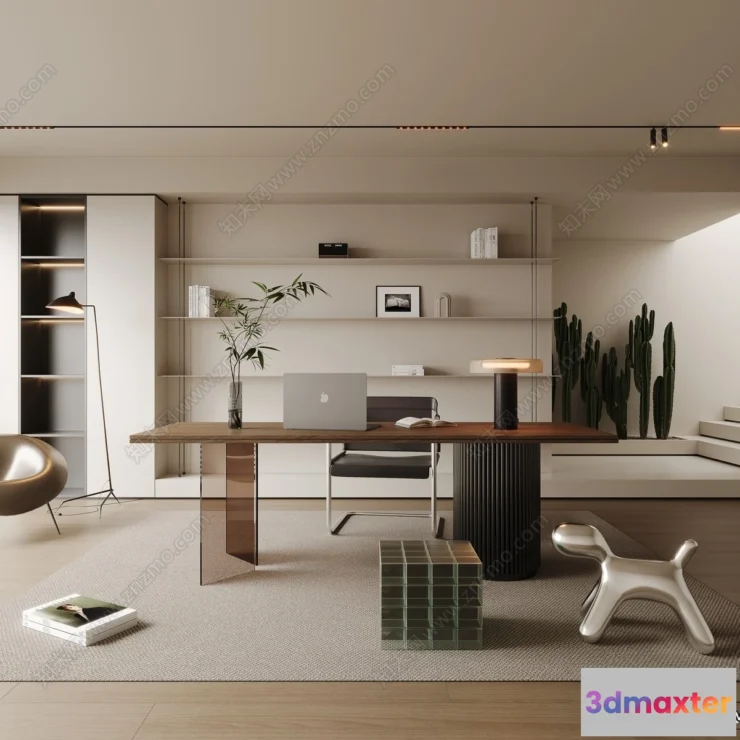 1367070 - Study and Work Space - 3D Models - 3D Interior Scene - 079 3D Max