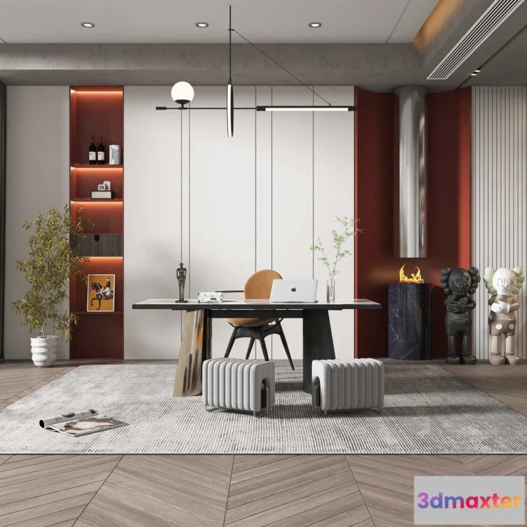 1368856 - Study and Work Space - Modern Style 3D Scenes - Interior Design - 002 3D Max