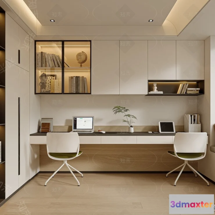 1370454 - Study and Work Space - 3D Models - 3D Interior Scene - 128 3D Max