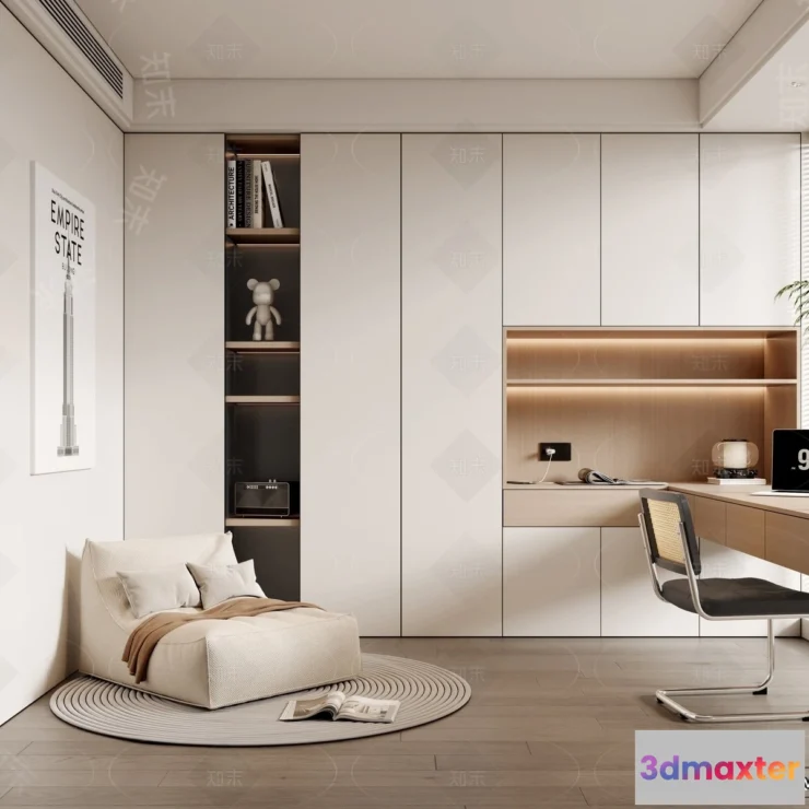 1370923 - Study and Work Space - 3D Models - 3D Interior Scene - 135 3D Max