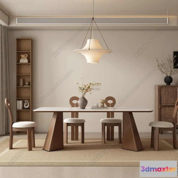 1371135 - Study And Work Space 3D Interior Scene Model - Wabi Sabi Style - 008 3D Max