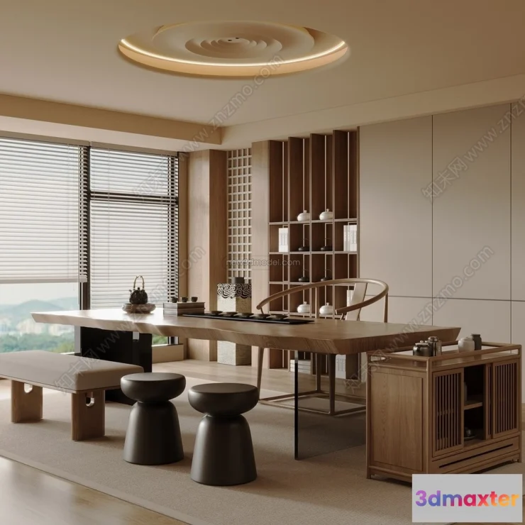 1371278 - Study And Work Space 3D Interior Scene Model - Wabi Sabi Style - 010 3D Max