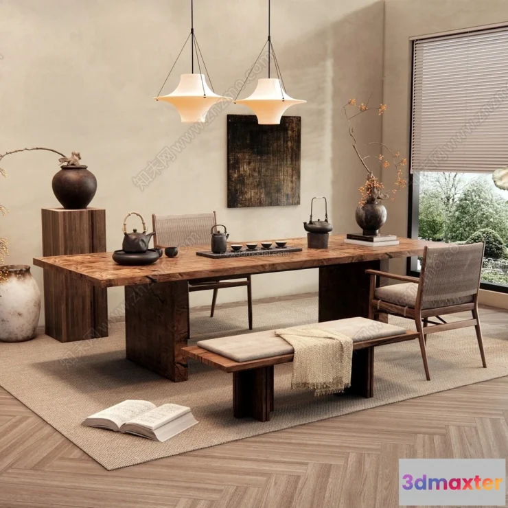 1371630 - Study And Work Space 3D Interior Scene Model - Wabi Sabi Style - 015 3D Max