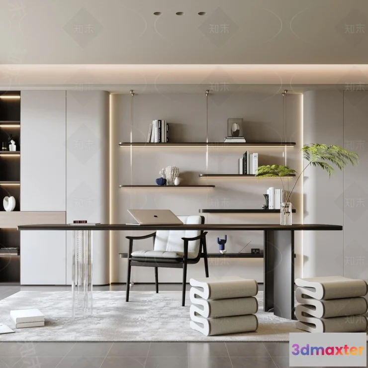 1371763 - Study and Work Space - 3D Models - 3D Interior Scene - 148 3D Max