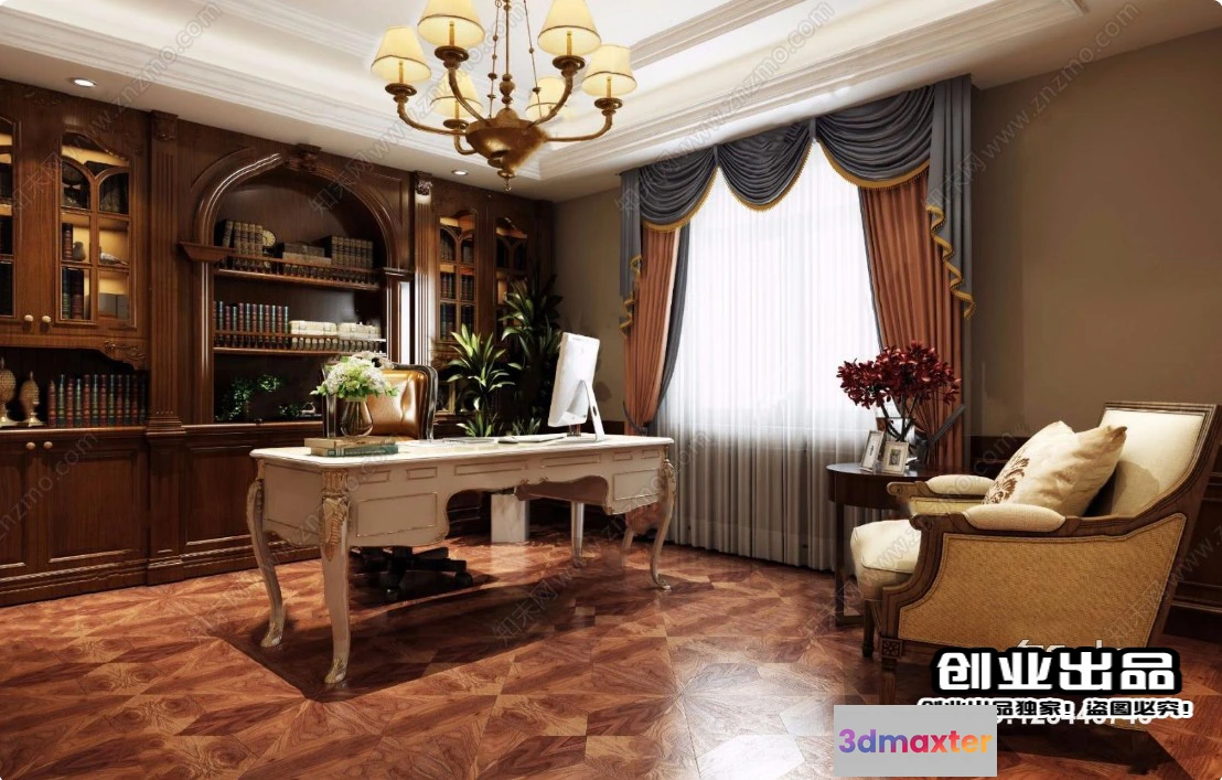 1374936 - Study 3D Interior Scene Model - European Style - 004 3D Max