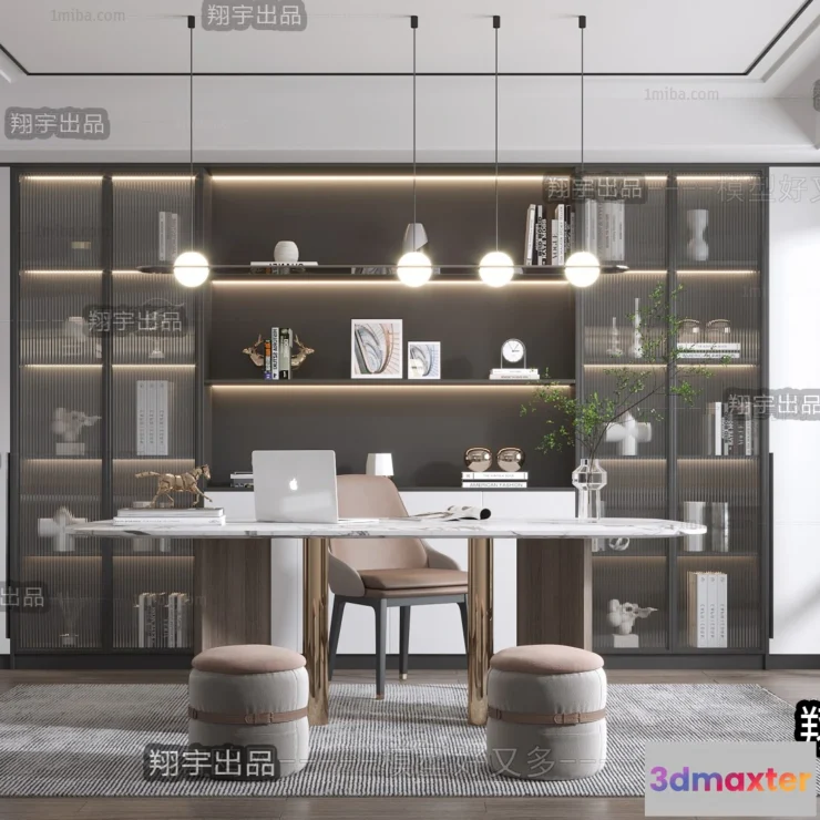 1374983 - Study Space - Modern Style Interior 3D Scenes - 001 3D Max