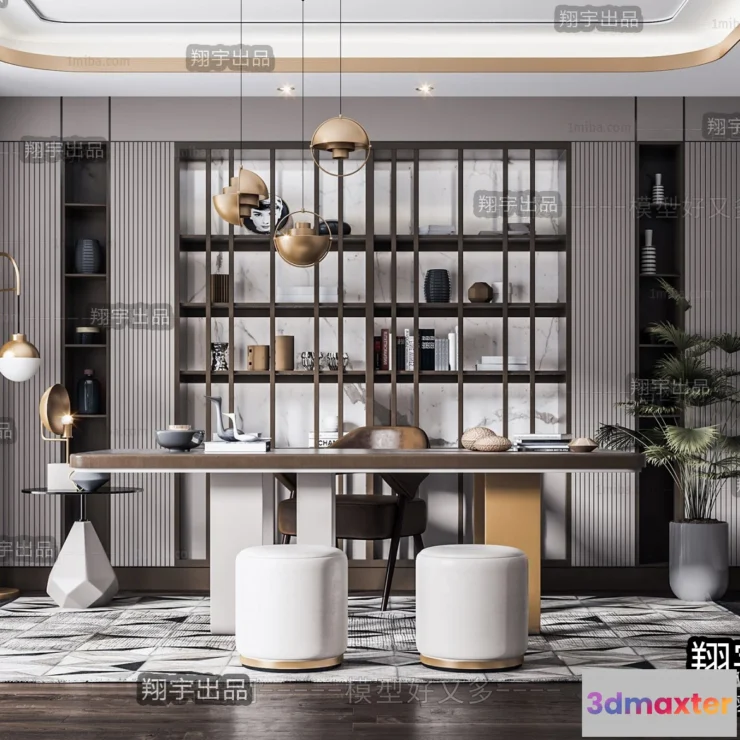 1375042 - Study Space - Modern Style Interior 3D Scenes - 002 3D Max