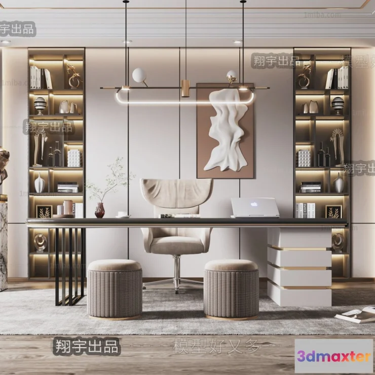 1375102 - Study Space - Modern Style Interior 3D Scenes - 003 3D Max