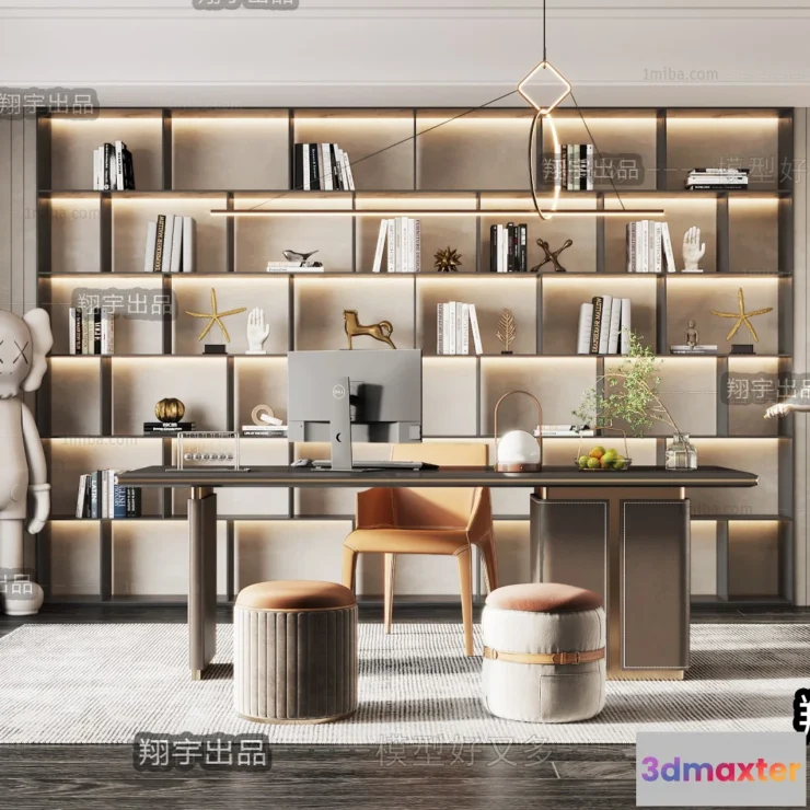 1375177 - Study Space - Modern Style Interior 3D Scenes - 004 3D Max