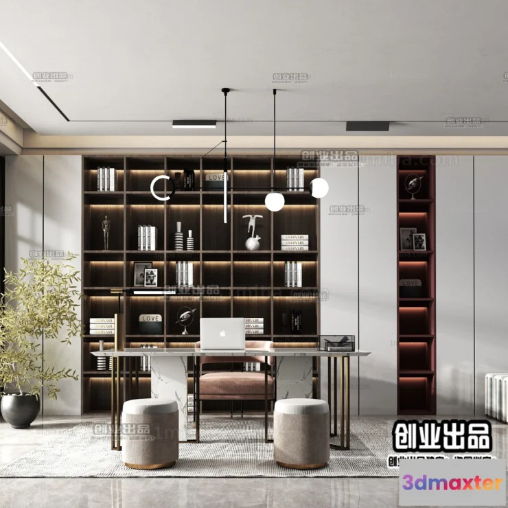1375235 - Study Space - Modern Style Interior 3D Scenes - 005 3D Max