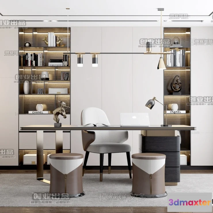 1375634 - Study Space - Modern Style Interior 3D Scenes - 011 3D Max
