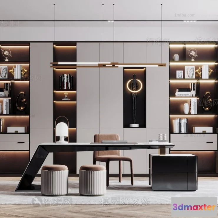 1377682 - Study and Work Space - Villas 3D Interior Scene - 3D Models - 002 3D Max